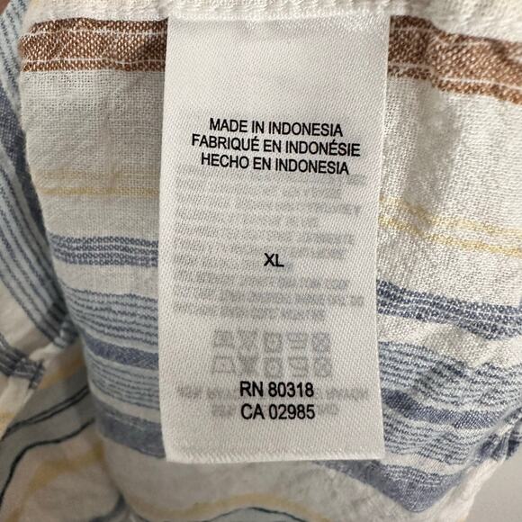 Lucky Brand Men’s Linen Blend Shirt Short Sleeve San Gabriel Blue Stripe Sz XL - Picture 8 of 9